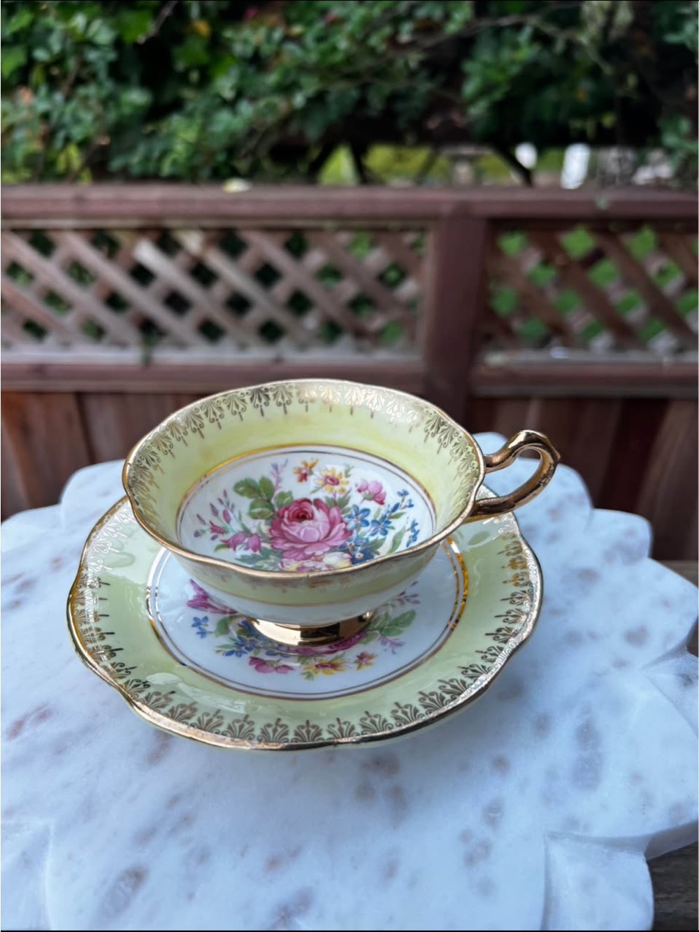 Regency Bone China Floral Teacup and Saucer Set - Picture 7 of 7